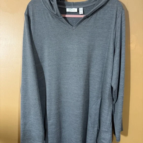 Denim&Co Gray Hooded Sweatshirt - Picture 2 of 9